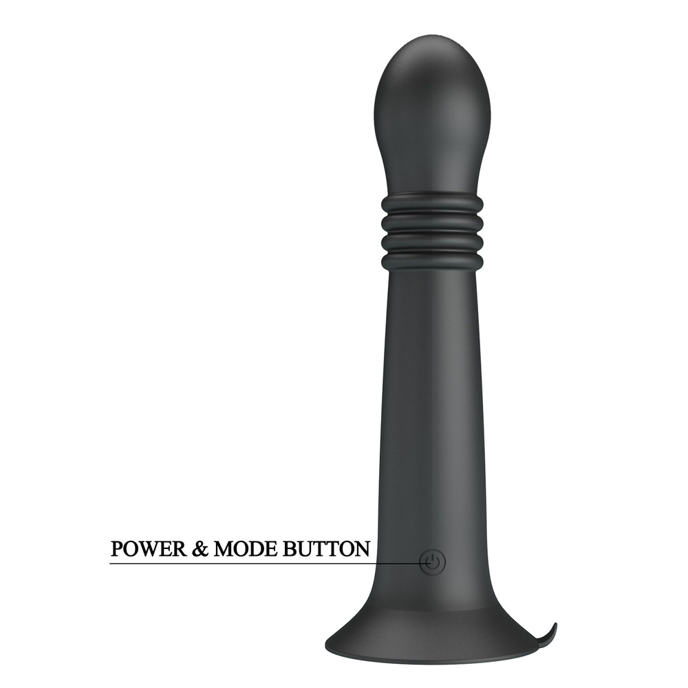 Черный стимулятор с поступательными движениями и вращением Stellan - 19,1 см. (Цвет: черный)