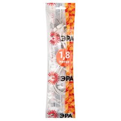 Шнур для бра ЭРА UX-ШВВП-2x0,75-1,8m-W 1,8м ШВВП 2x0,75мм2 белый