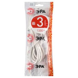 Удлинитель электрический ЭРА UX-1-3m без заземления 1 розетка 3м ПВС 2x0,75мм2 6А