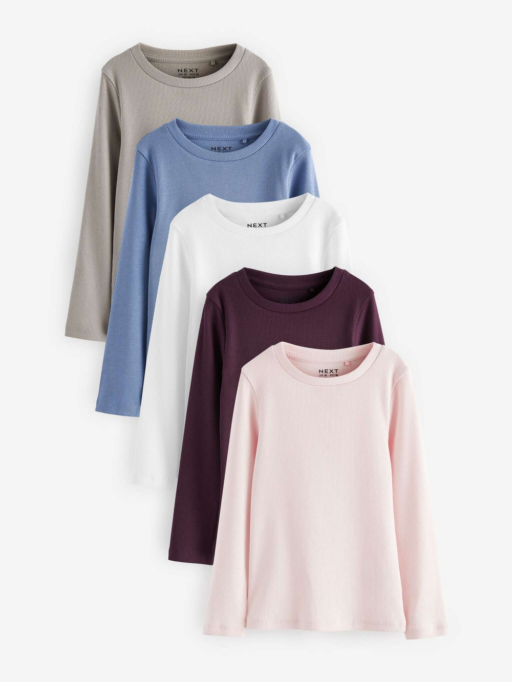 Лонгслив для девочки Next N94-129, 5 шт., Розовый, Голубой, Хаки