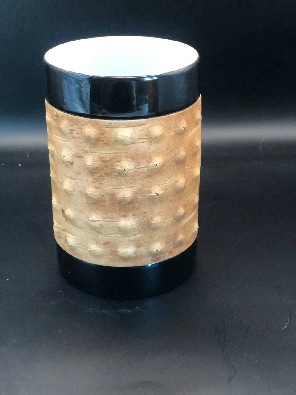 Кружка большая фарфоровая без ручки с берестой. Коллекция Dots (Пупырышки или Точки)