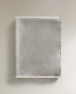 ZARA HOME ПЛЕД С ГЕОМЕТРИЧЕСКИМ УЗОРОМ, СЕРЫЙ