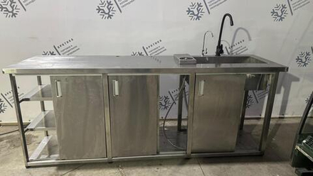Стол-купе из нержавеющей стали с мойкой 2240х600х860