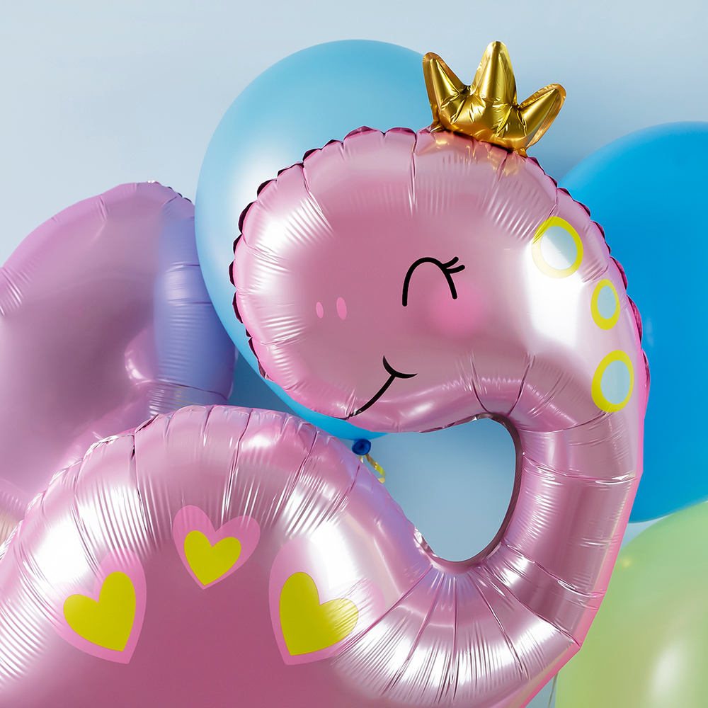 Фольгированный шар-фигура «Динозаврик-принцесса», розовый, 94 см