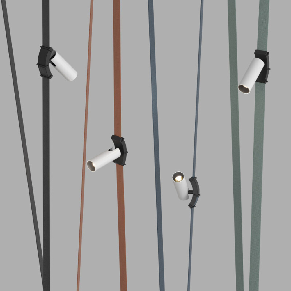 DK5547-BW+BK Поворотный светильник для трека-ремня Belty, серия Spot, со светодиодом, D35*L126.5мм, 48V DC, 7W, RA90, 30°, 3000K, IP20, белый с черным, алюминий