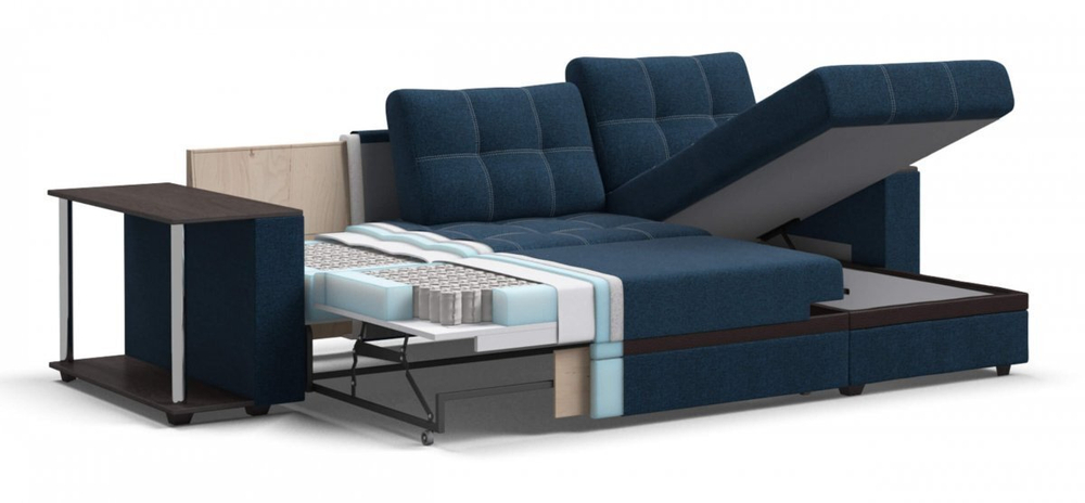 Угловой диван Атланта НПБ Рогожка Мальмо синий