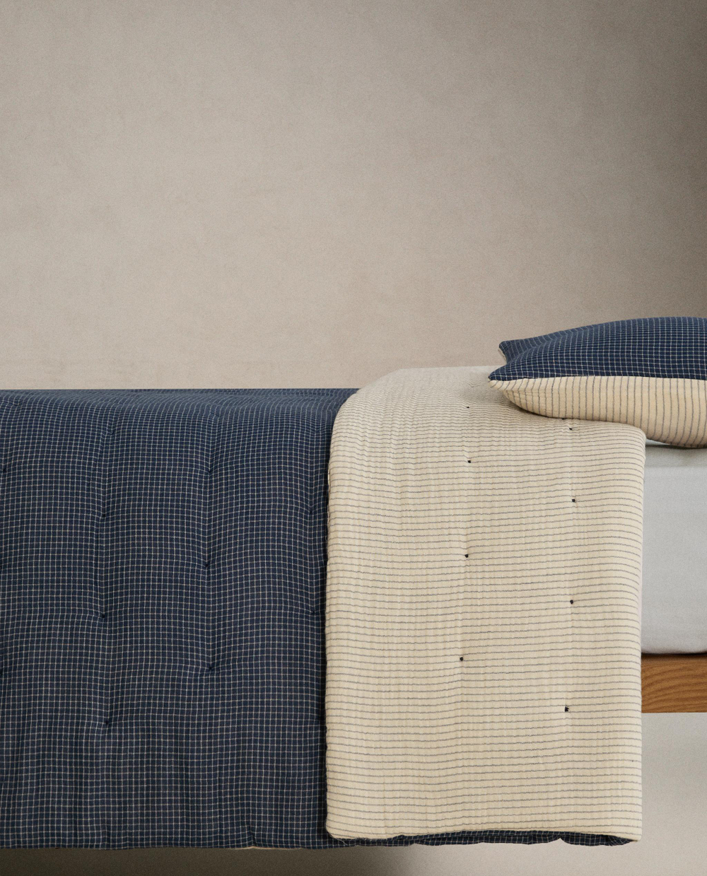 Zara Home покрывало детское из хлопка, тёмно-синий, в полоску · 1602/005