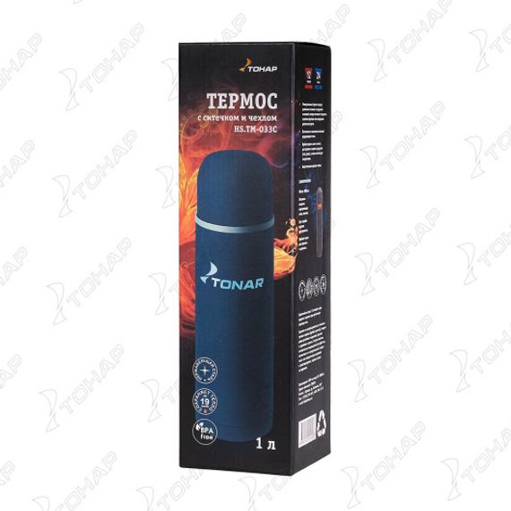 Термос (HS.TM-033C) 1000ML с ситечком (чехол) TONAR