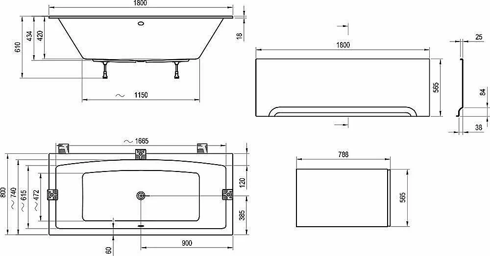 Ванна акриловая Ravak FORMY SLIM C891300000 180x80