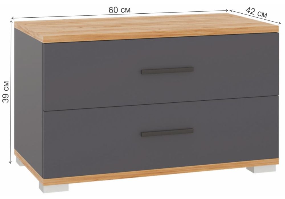 Прикроватная тумба Кассандра дуб крафт золотой / антрацит