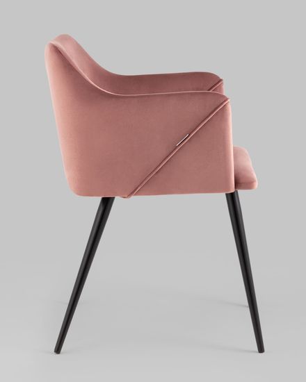 Стул с подлокотниками Джоэл велюр пыльно-розовый
