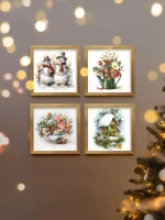 Картины на стену интерьерные на холсте 4 шт, 23*23 см