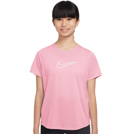 Футболка для девочки Nike Kids One Fitted Dri-Fit Short Sleeve - med soft pink/white
