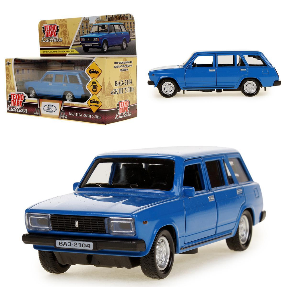 Модель ин. мет. "ВАЗ-2104 Жигули" 12см, открыв. двери, синий, коробка 2104-12-BU (Технопарк)