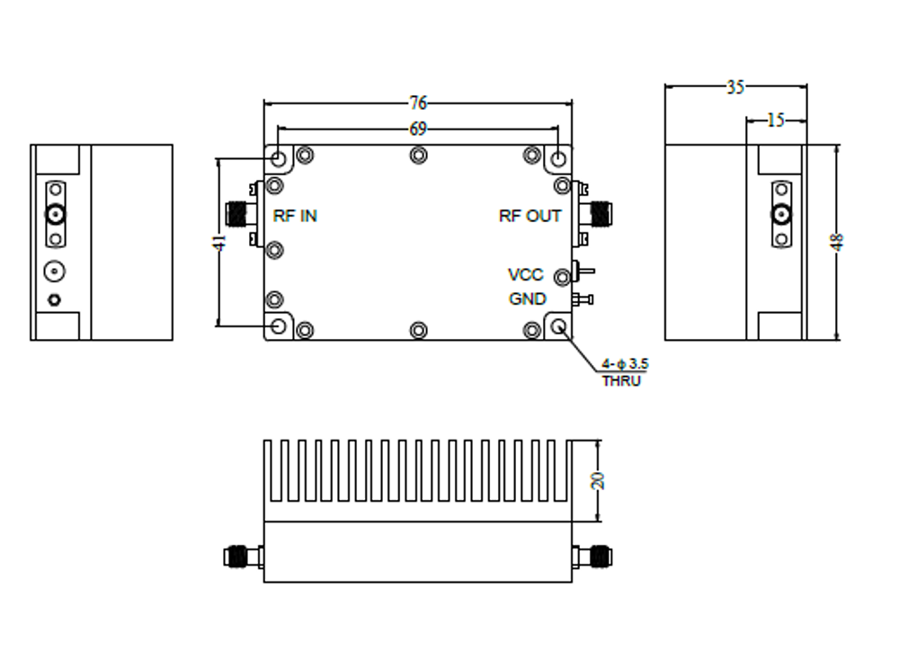 LT-PA-101G-33-33, Широкополосный усилитель мощности, 10 МГц - 1 ГГц, 33 дБ