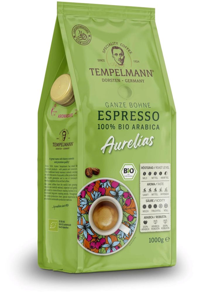 Кофе в зернах Tеmpelmann Espresso Aurelias 1 кг x 2 шт