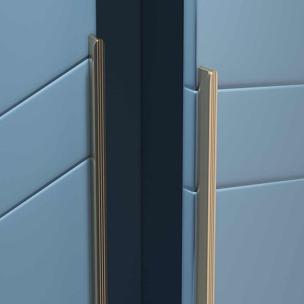 Распашной шкаф Авелин четырехсекционный в синей эмали  240*50*220