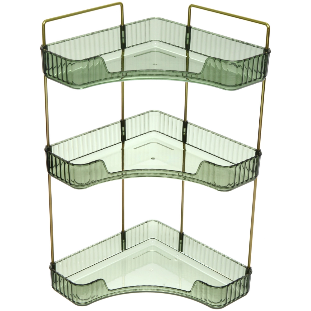 Полка для ванны угловая тройная «Фреш»зеленая 25,7х44,5х25,7см