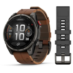 Умные часы Garmin Fenix 8 Pro 51mm, Amoled/Sapphire, Carbon Grey DLC Titanium wiht Chestnut Leather Band + Black/Pebble Gray Silicon Band (010-03199-40)