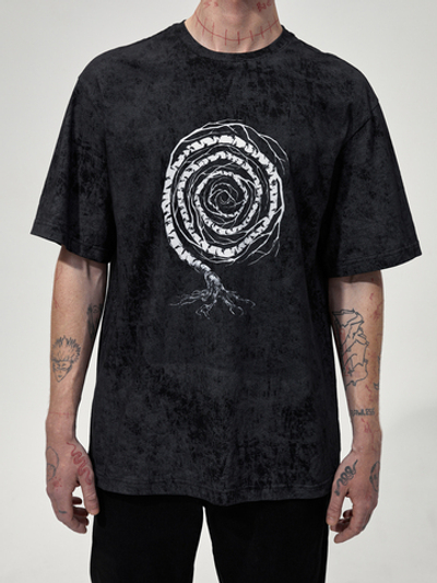 Футболка с принтом "Некому березу заломати". Черно-серая