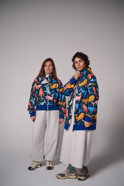 Худи на молнии укороченная с начесом, «Киты»