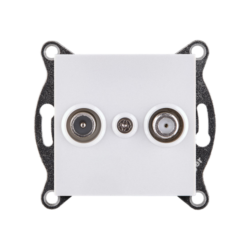 Розетка двойная TV (мама) + спутниковая SAT, белый Kollinger REA-035WH для Aspekt, Eleganz, Reflex