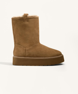 OYSHO Сапоги из спилка на платформе, кротовый