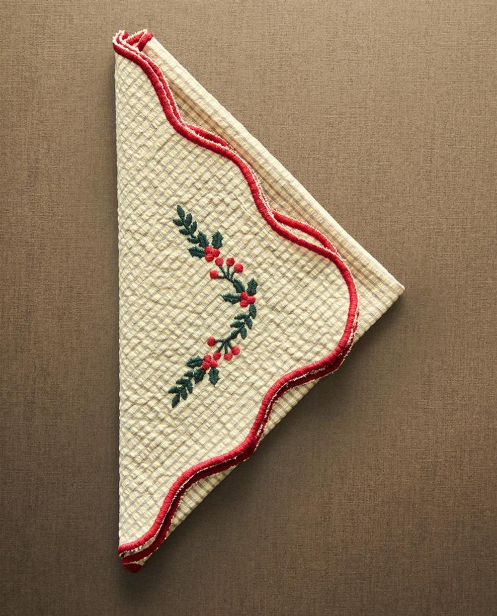 ZARA HOME КУХОННЫЕ ПОЛОТЕНЦА С РОЖДЕСТВЕНСКОЙ ВЫШИВКОЙ И КОНТРАСТНОЙ ОТДЕЛКОЙ (НАБОР ИЗ 2 ШТ.), КРАСНЫЙ