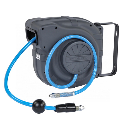 Шланг воздушный на катушке, ПВХ, диам. 10x16 мм 14+1 м, серый корпус NORDBERG 2115-10G