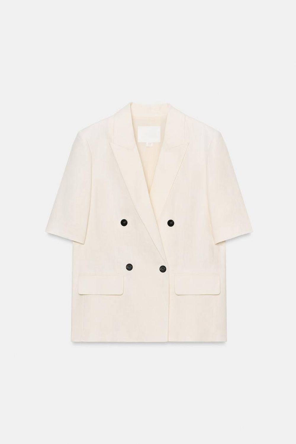 ZARA БЛЕЙЗЕР ИЗ ЛЬНА С КОРОТКИМИ РУКАВАМИ — ZW COLLECTION, ЭКРЮ