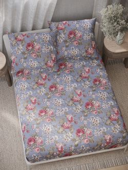 Постельное белье перкаль Сказка "Прохоровская роза" 1,5-сп Наволочка 50х70 см 1 шт Простынь на резинке 90x200 см Пододеяльник 145x215 см