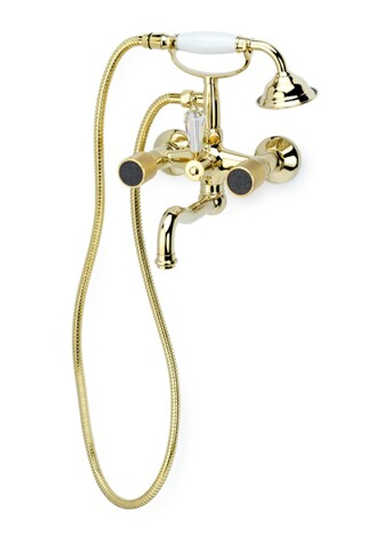 Смеситель для ванны(душ.ком) ROYAL CRYSTAL BLACK, золото, переключатель Swarovski_Комплект