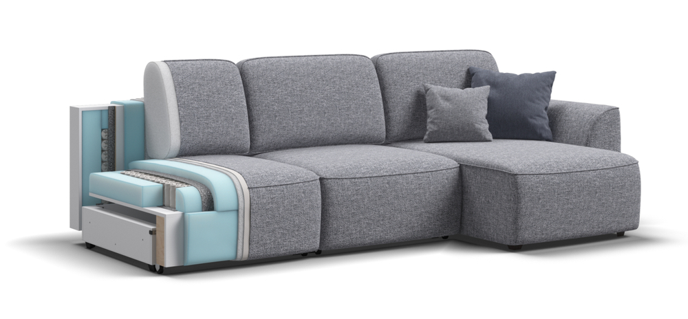 Угловой диван Кинг Рогожка Венто серый