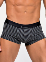 Мужские хлопковые трусы-боксеры в полоску (Размер: XL) (Цвет: черный с серым)