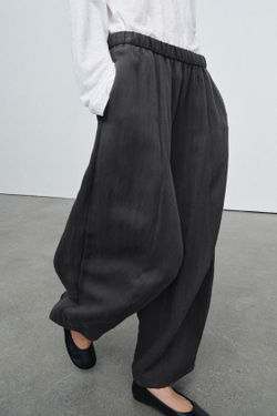 ZARA БРЮКИ BARREL — ZW COLLECTION, ТЕМНО-СЕРЫЙ