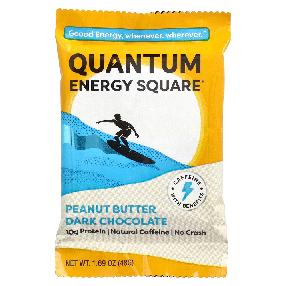 Quantum Energy Square, тёмный шоколад с арахисовой пастой, 8 энергетических батончиков по 48 г (1,69 унции)