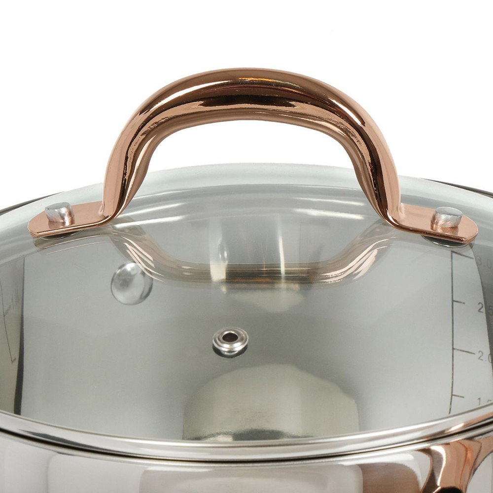 Кастрюля нерж, 3.6 л, с крыш, Daniks, Мадрид Gold, SD-320G, индукц