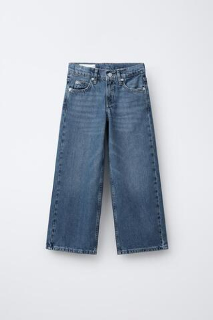 ZARA ДЖИНСЫ WIDE LEG С НАШИВКАМИ, СИНИЙ