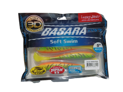 Съедобная силиконовая приманка виброхвост,BASARA SOFT SWIM 12,70см., PG32-16 , 4шт.
