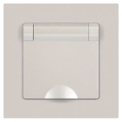 Розетка Intro Accent 6-203-06 2P+E Schuko с крышкой, 16А-250В, IP20, СУ, AL/CU, перламутр | Intro