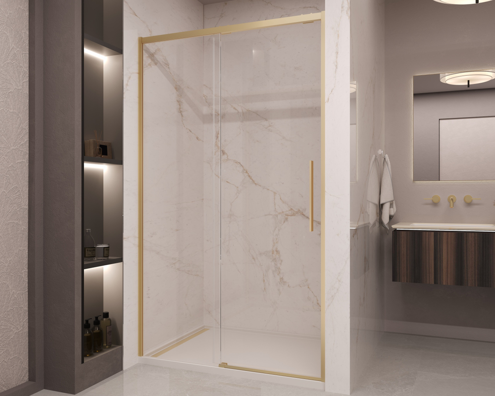 Душевая дверь Stella VDS-1ST120CLG, 1200, брашированное золото, стекло прозрачное