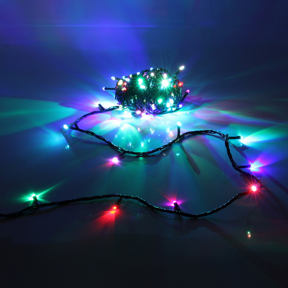 Гирлянда для дома 9,5м 100 ламп LED черный.пров, авторежим, IP-20, RGB (возможность соединения)