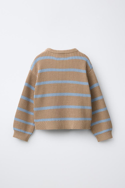 ZARA СВИТЕР В ПОЛОСКУ, СВЕТЛО-БЕЖЕВЫЙ