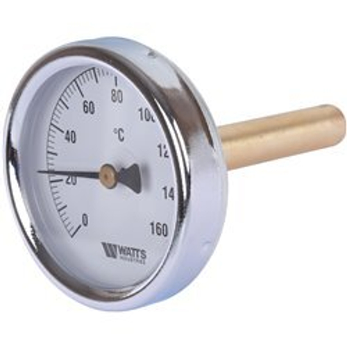 Watts Термометр биметаллический F+R801 (63/50мм, Tmax=120°С, 10 бар, тыльное подкл. НР½")