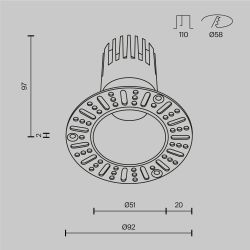 Светильник встраиваемый светодиодный Maytoni   DL120-10W-3K-TRS-B