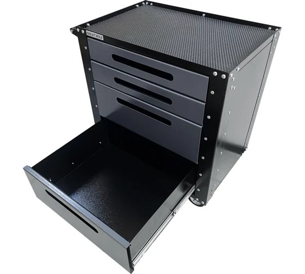 Инструментальная тележка Great Wolf 4 ящика, колеса с тормозом, серая GWT-G4