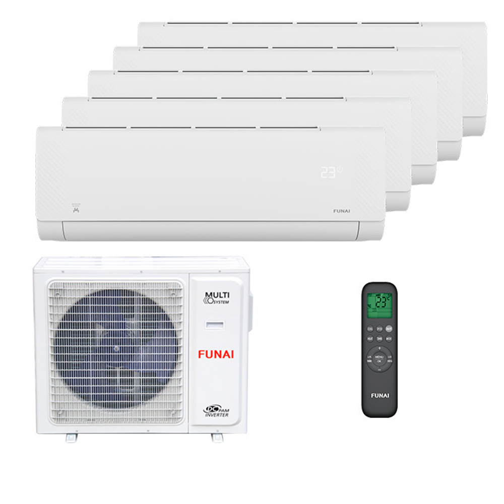 Мультисплит система на 5 комнат Funai RAM-I-SG25HP.W02/S x 2 + RAM-I-SG30HP.W02/S x 3 / RAM-I-5OK120HP.01/U