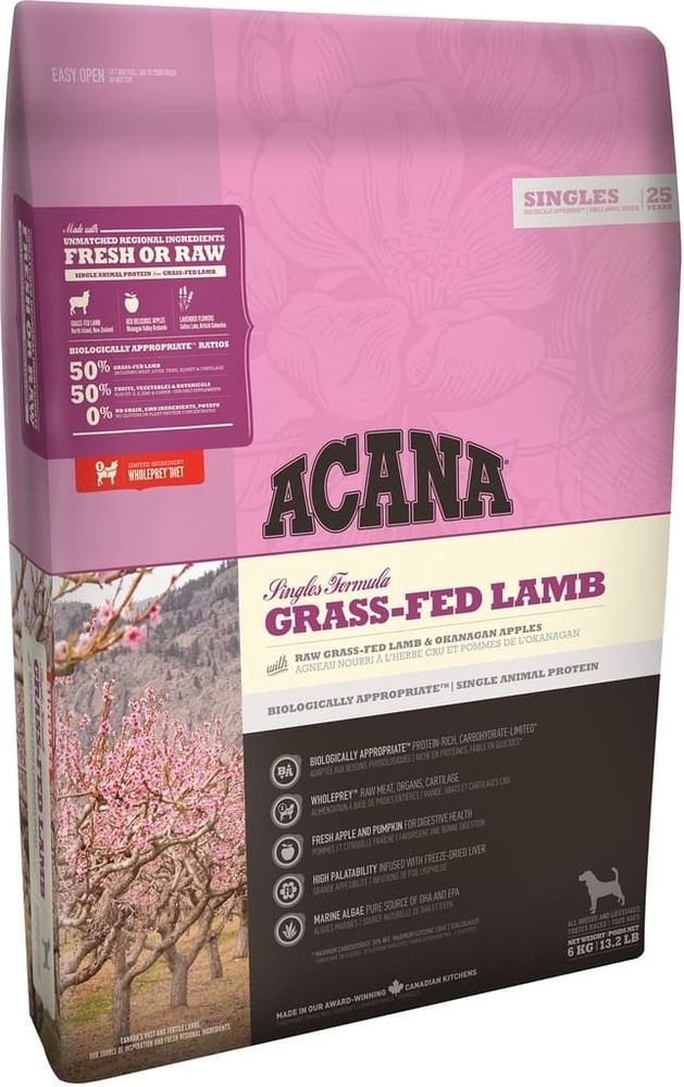 ACANA GRASS FED LAMB 340г корм для собак всех пород и возрастов с ягненком (новая формула 50/50)