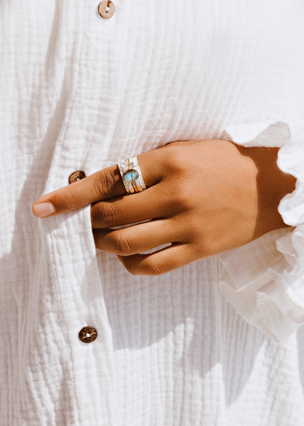 Кольцо «Мозаик Антик» с лабрадоритом в фасетной огранке