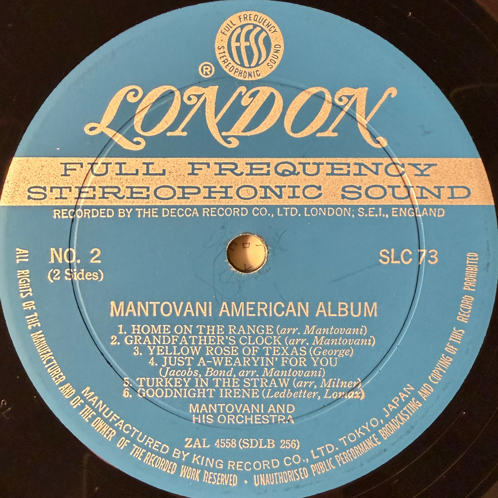Mantovani And His Orchestra ‎– Mantovani American Album (Япония 1963г.)